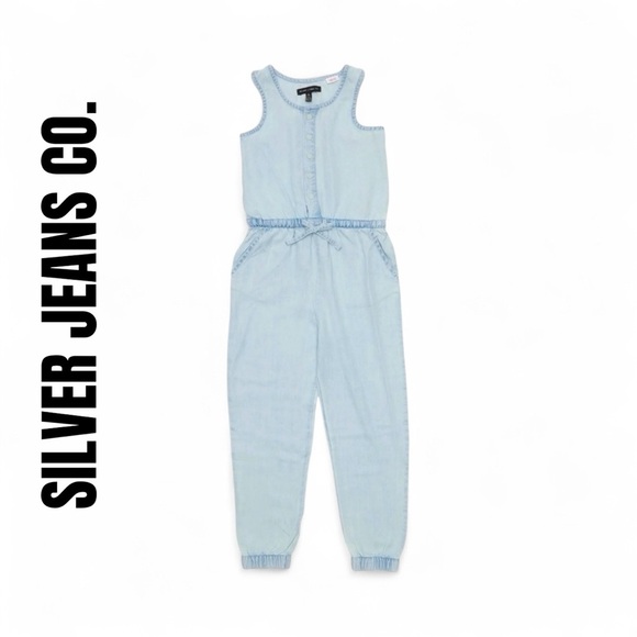 098 Silver Jeans Co. 5 Year Old Girl Light Blue Jumpsuit - Picture 1 of 6